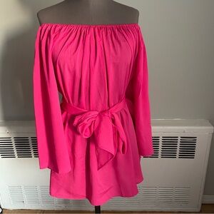 Issac Mizrahi flowy blouse with sash belt